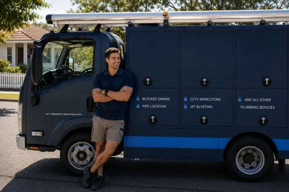 Licensed Queens Park plumber at the van